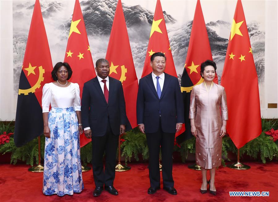 Ana Dias Lourenço, João Lourenço, Xi Jinping e Peng Liyuan em Pequim, China