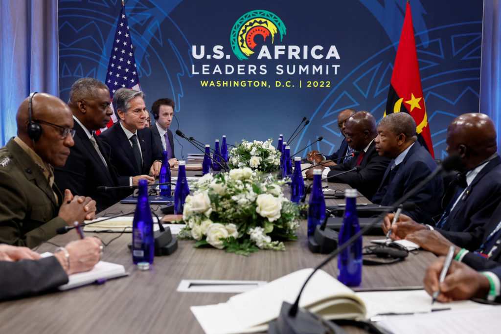 João Lourenço e Secretário Blinken, com outros Líderes Americanos e Angolanos na Cimeira EUA-África 2022 em Washington.